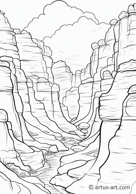 Page de coloriage du canyon rocheux